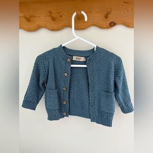 WHEAT 6m blue cardigan NWOT